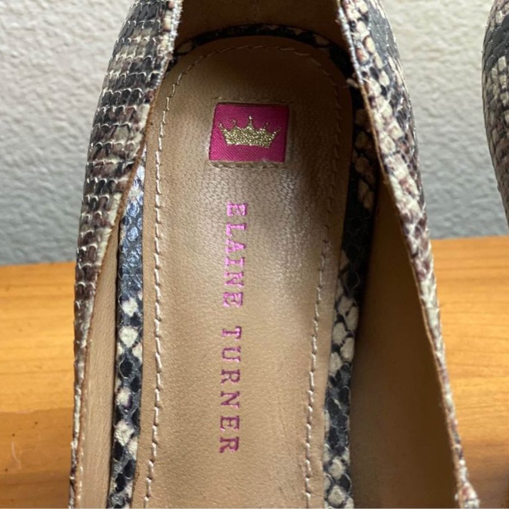 Eileen Turner Python Cork-Heeled Peep-Toe Pumps, … - image 2